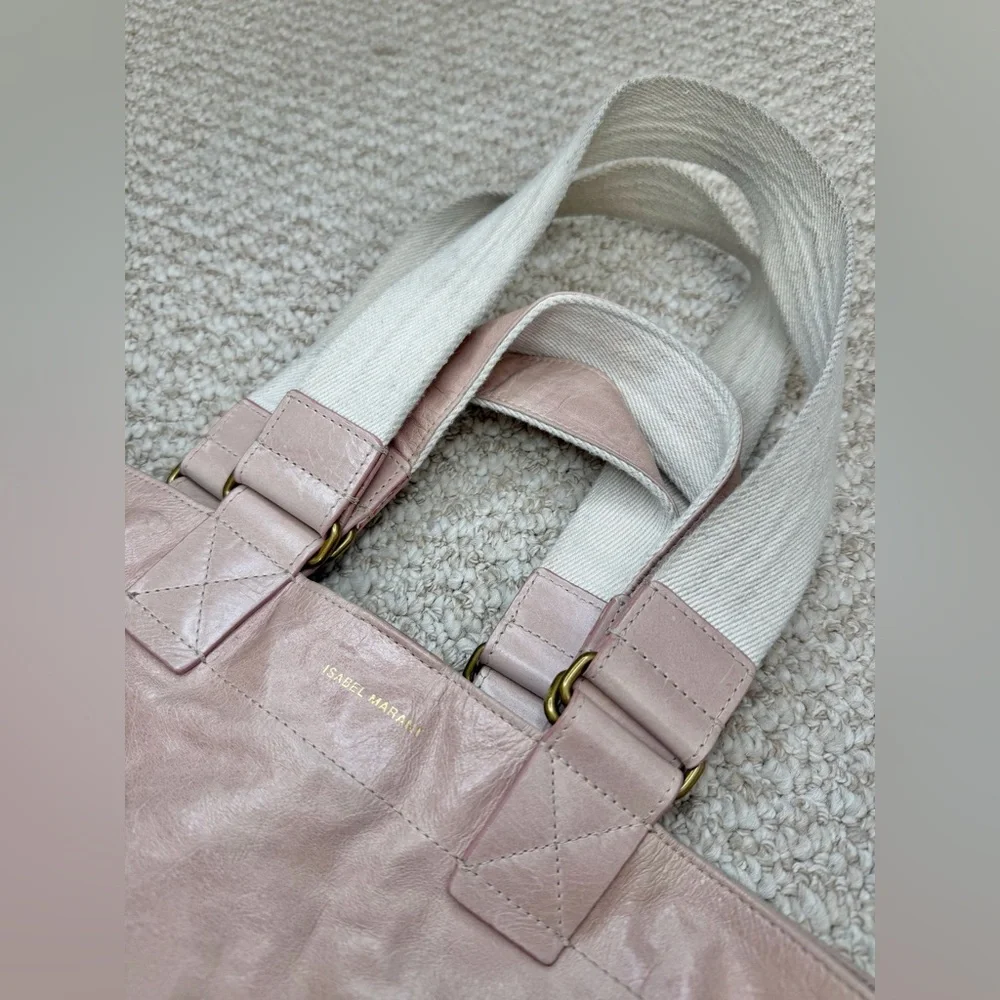 Isabel Marant Wardy Pale Pink Double Handle Leather Tote Bag. - Picture 2 of 7